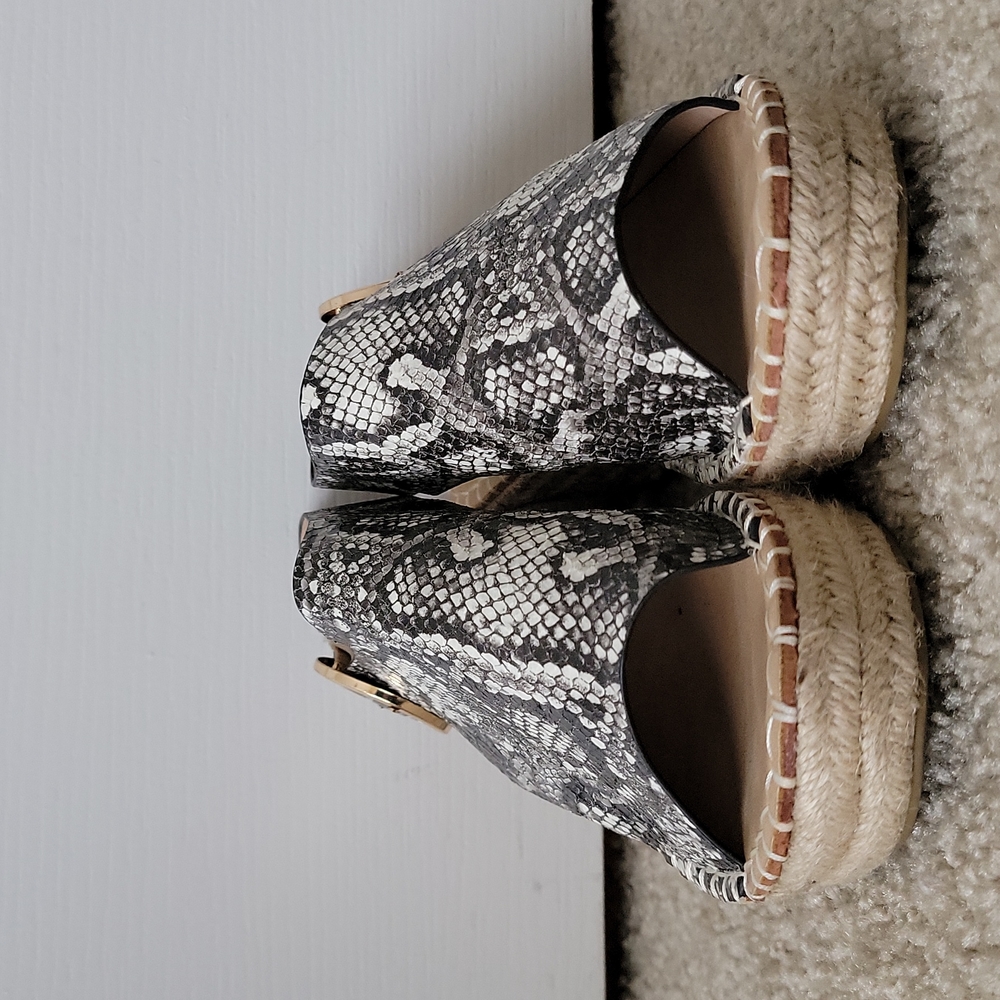 Snake print espadrille wedge